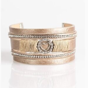 It Takes Heart Gold Urban Bracelet Fashion Paparazzi Silver Heart Jewelry